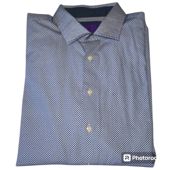EUC Mens Tallia Dress Shirt Size XL/17 1/2 Purple/White/Blue Long Sleeve Cuffed - Picture 2 of 7